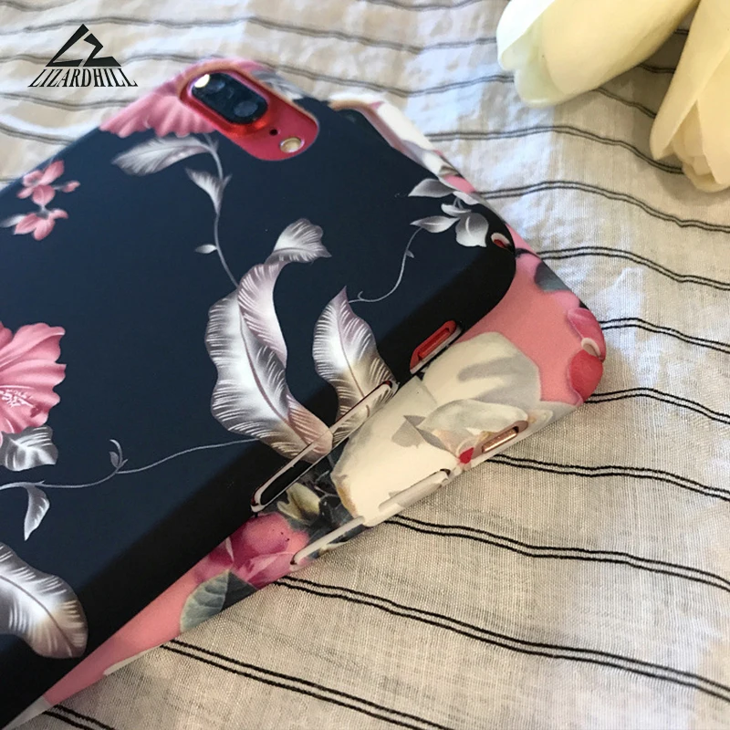 Lizardhill Fashion Retro flowers floral fundas For iPhone 7 case 8 6 6S Plus Coque for iphone x cover hard plastic |