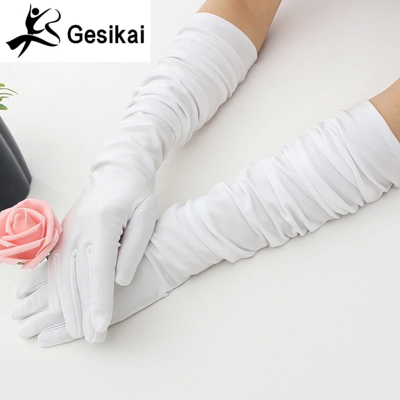 

Women Dancing Performance Over Elbow 21.6" Stretchy Spandex Opera Gloves Female Party Fancy Dress Women Party Opera Gloves