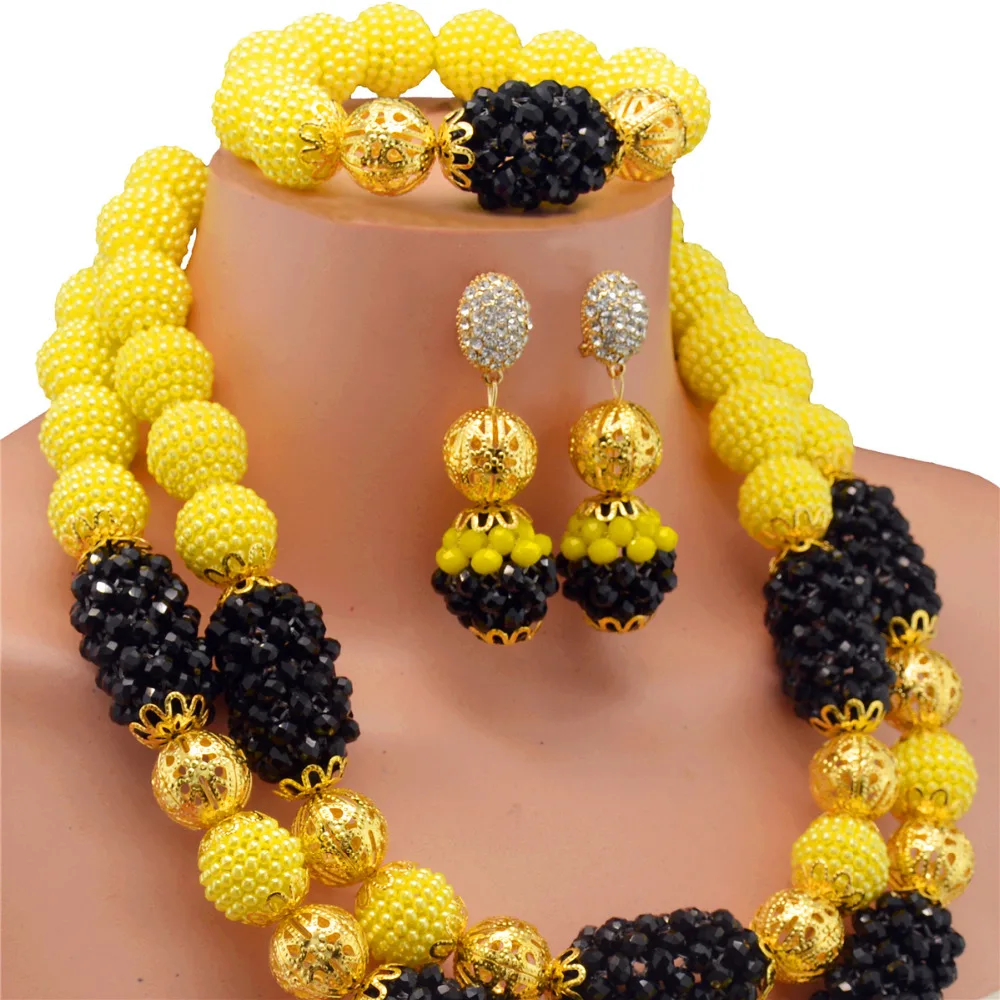 Женский комплект ювелирных изделий набор золотого цвета в Дубае 2017|african beads jewelry