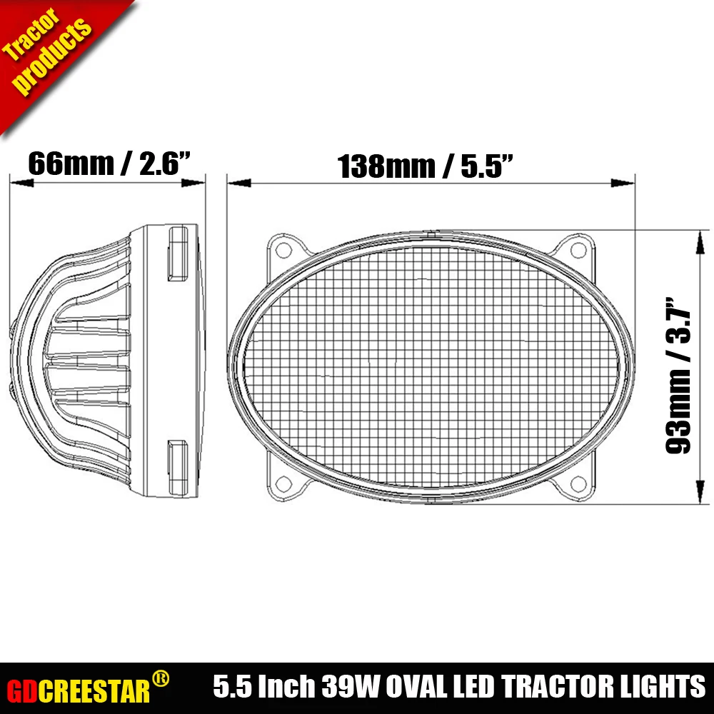 

Replacement LED Tractor Light for the Front Hood Light on Buhler Versatile tractors or sprayers or John Deere 8020 12V 24V x1pc