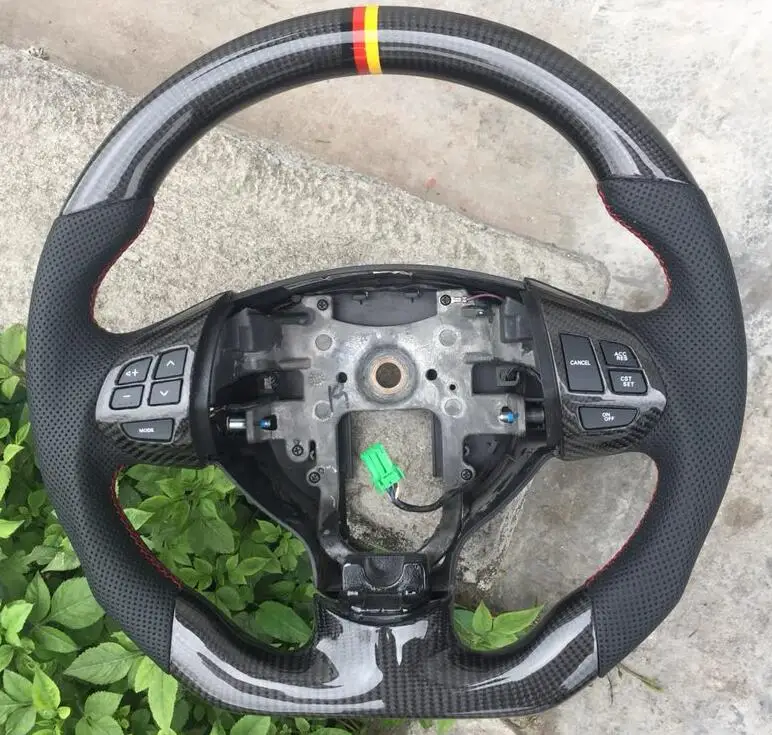 with button Руль из углеродного волокна и кожи для Mitsubishi Lancer - Цвет: with button
