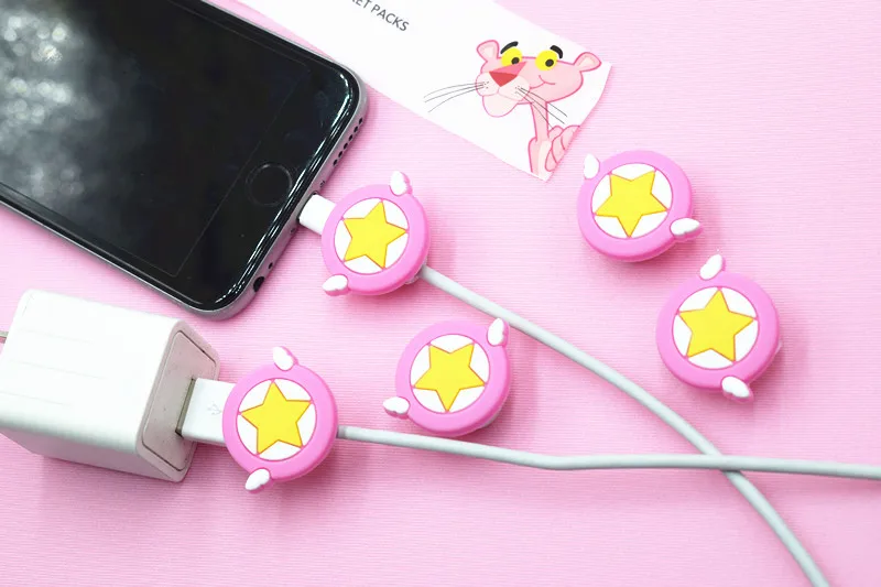 Star Суперзвезда мини-милый силиконовые USB кабель протектор линии передачи данных защита шнура случае намотки для кабеля для iPhone/samsung/huawei - Цвет: Star