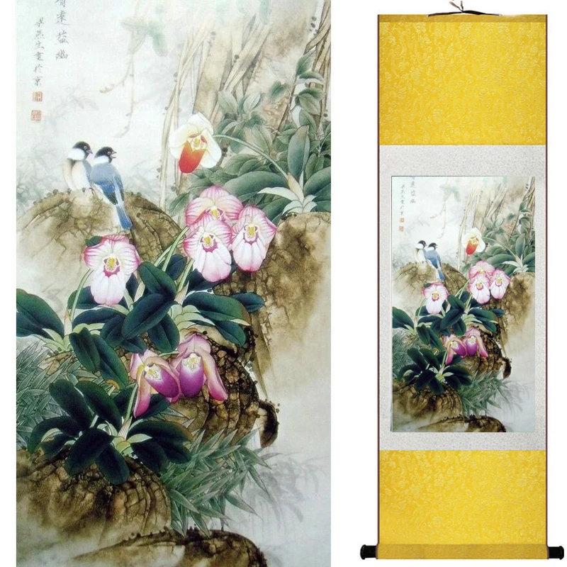 Traditional silk art painting birds and Water lily Chinese Art Painting Home Office Decoration painting2019071932 | Дом и сад