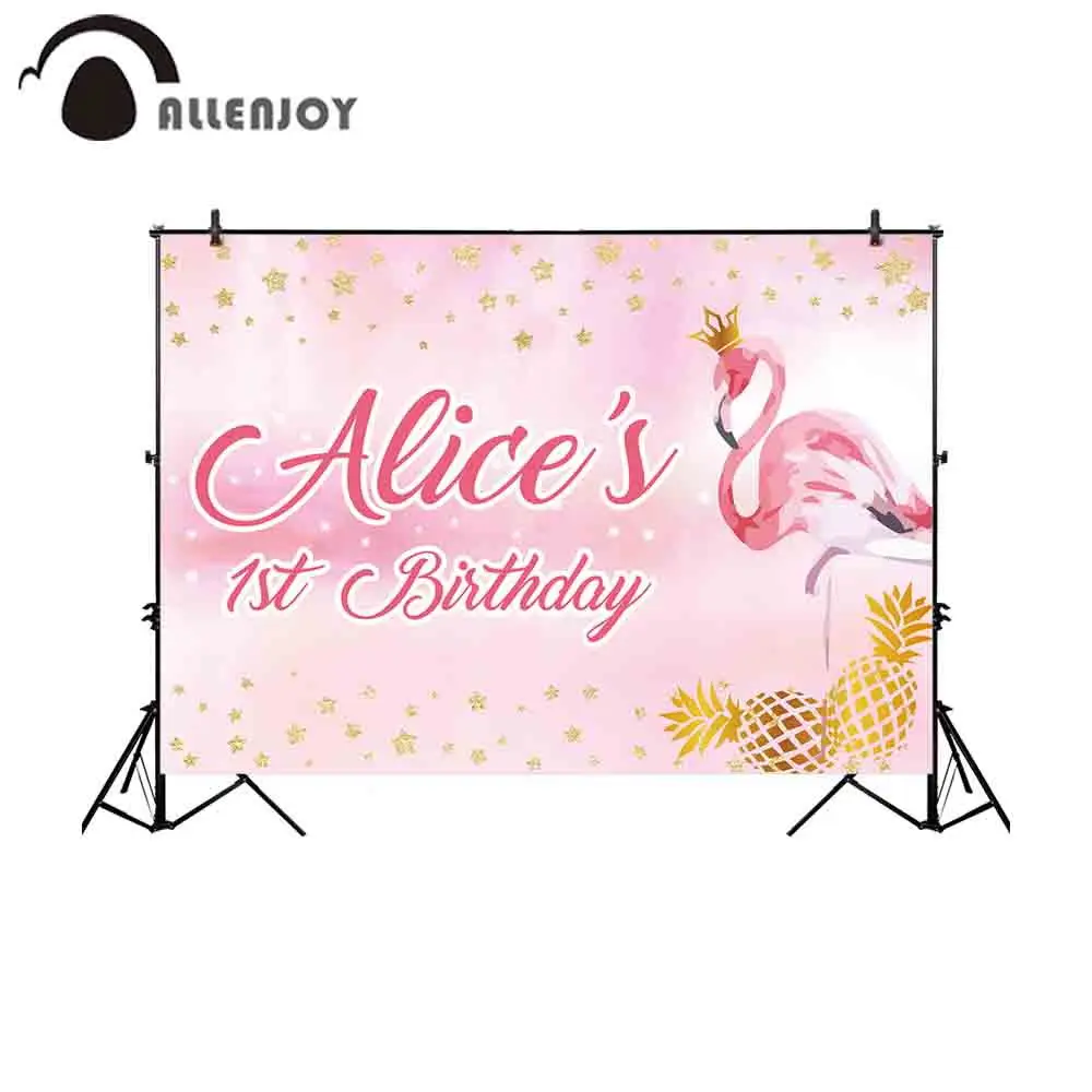 Allenjoy фотография Фон Фламинго розовый акварель Золотой ананас День Рождения