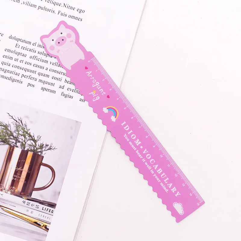 Kawaii 18 см Магнитная Розовая пантера Фламинго прямая Линейка милые пластиковые линейки для рисования цветов корейские канцелярские принадлежности Школьные принадлежности - Цвет: 1 PCS design 7