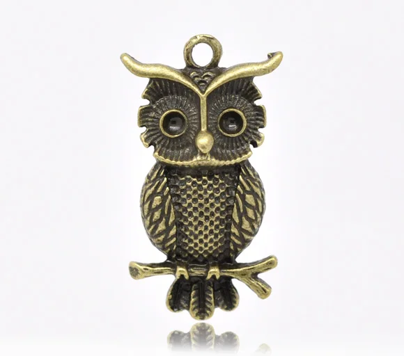 Подвески DoreenBeads из металлического сплава подвески в виде совы античные бронзовые