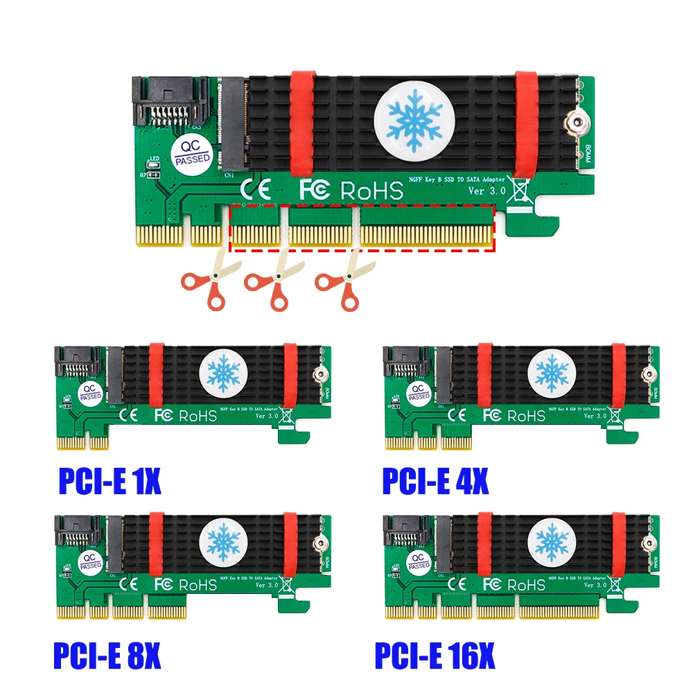 NGFF M.2 B Ключ шины SATA SSD для SATA3.0 адаптер Питание от PCIe слот для M.2 SSD