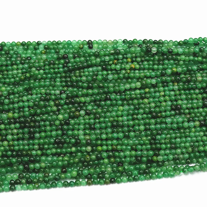 Высшее качество натуральный африканский зеленый нефрит 2 мм круглые камни