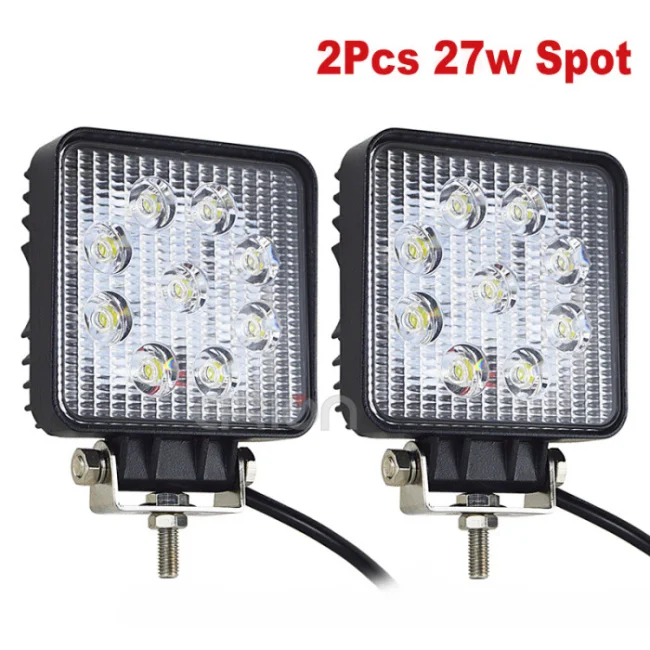 2Pcs 27W Spot 4 дюйма 48 Вт 27 Вт 18 Вт Светодиодный светильник высокой мощности Точечный светильник 4x4 внедорожный ATV UTV грузовик трактор мотоцикл точечный прожектор Светодиодный светильник бар - Цвет: 2Pcs 27W Spot