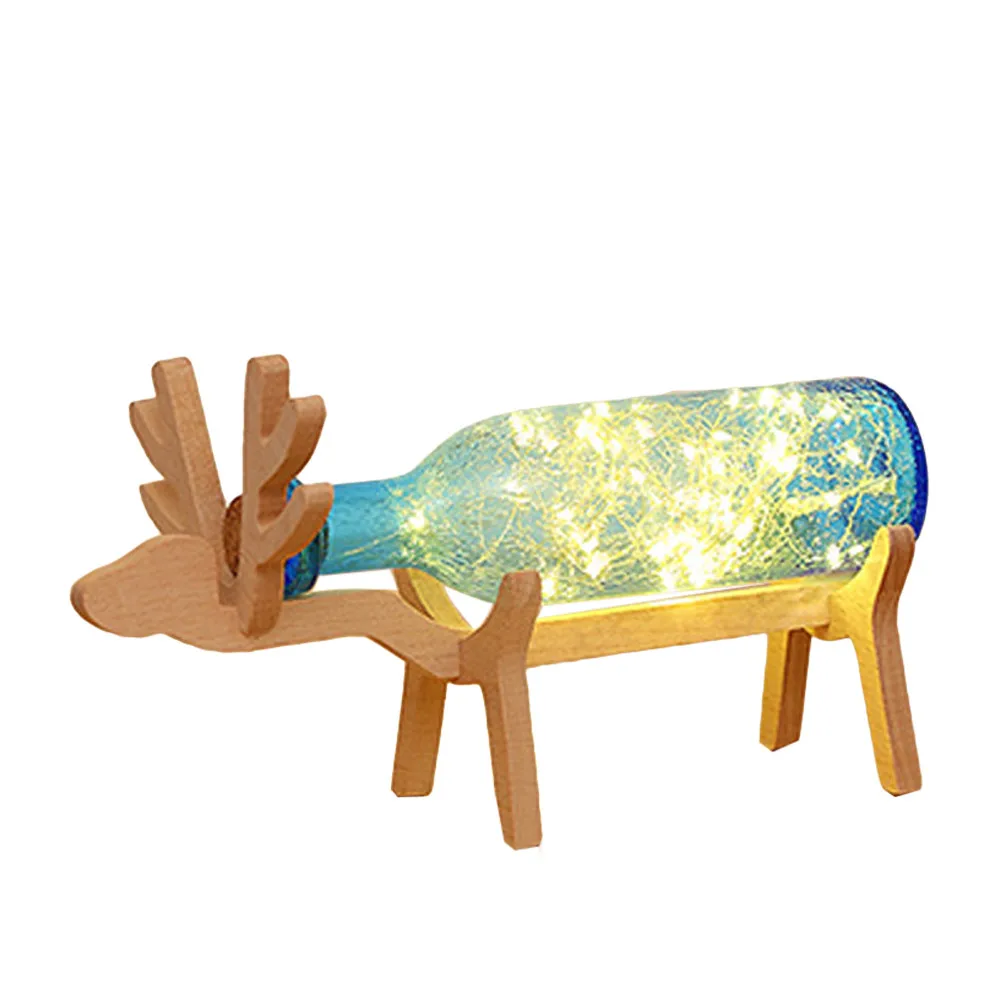 Xmas Elk светодиодный светильник s стеклянная бутылка деревянная основа Иллюзия