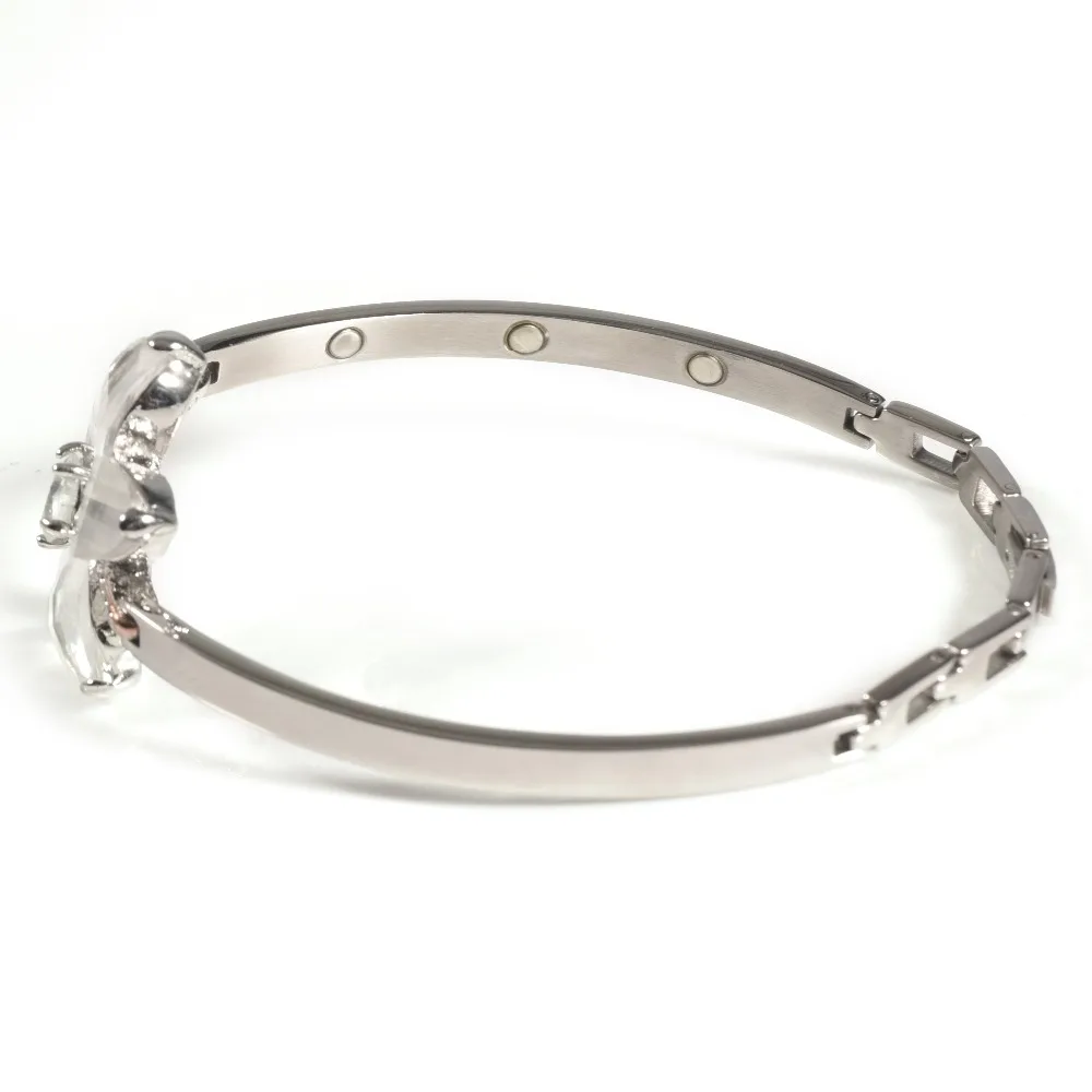 Wollet Jewelry 316L Stainless Steel Magnetic Bracelet For Women Flower Charms Metallic Color Health Care Healing Energy Magnet |