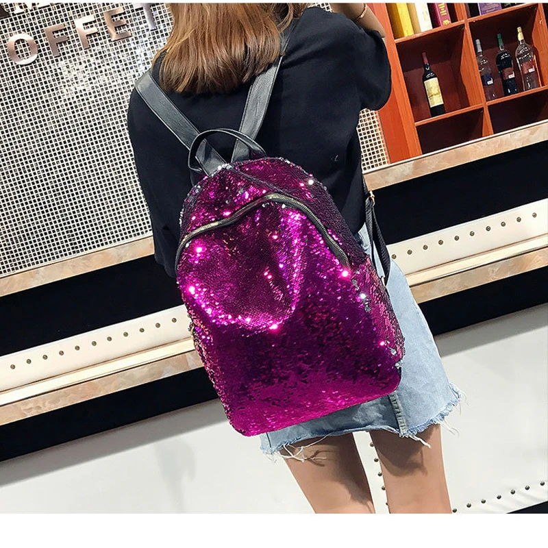 Новинка 2018 рюкзак для девочек с блестками на плечо школьная сумка подростков