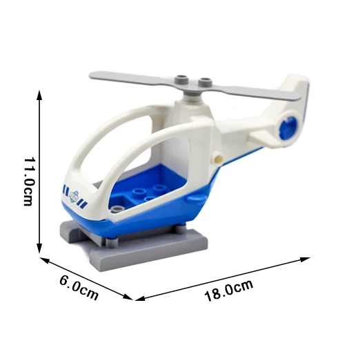 Mini Blue Helicopter Модель автомобиля самолет большие строительные блоки вертолет Перевозки грузовик бульдозер Совместимость Duploe рисунок автомобиля набор кирпичи BoyToy подарок - Цвет: Mini Blue Helicopter