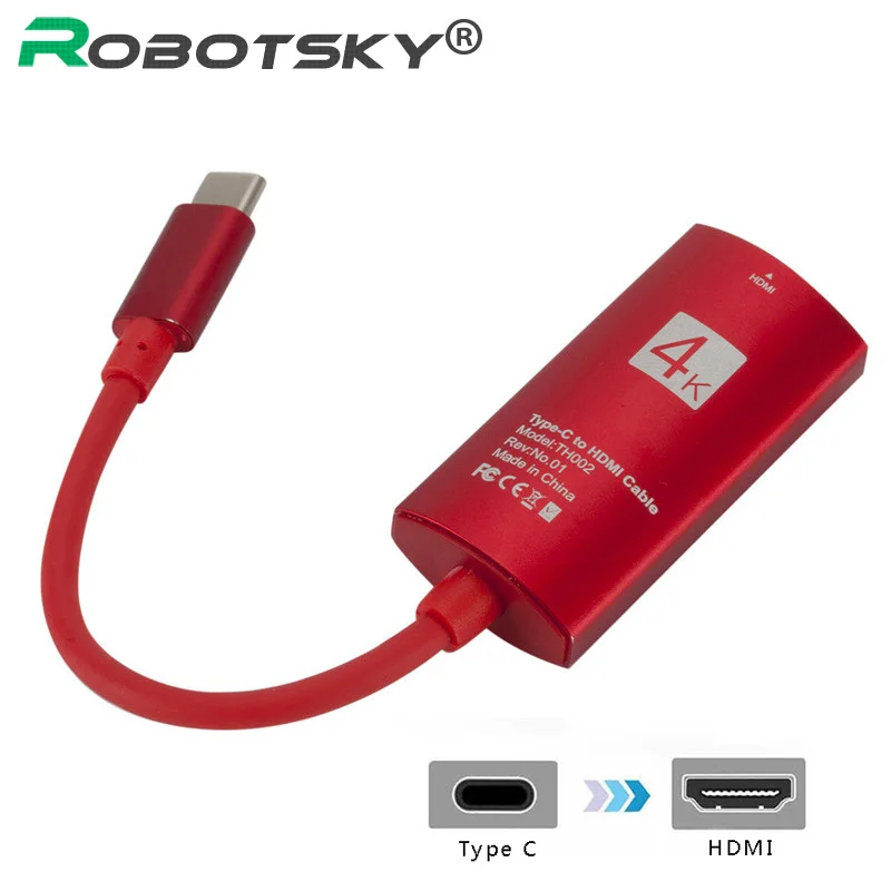 Кабель-переходник с USB Type C на HDMI 4K * 2K USB-C совместимый Macbook Huawei Mate10 Samsung | Электроника