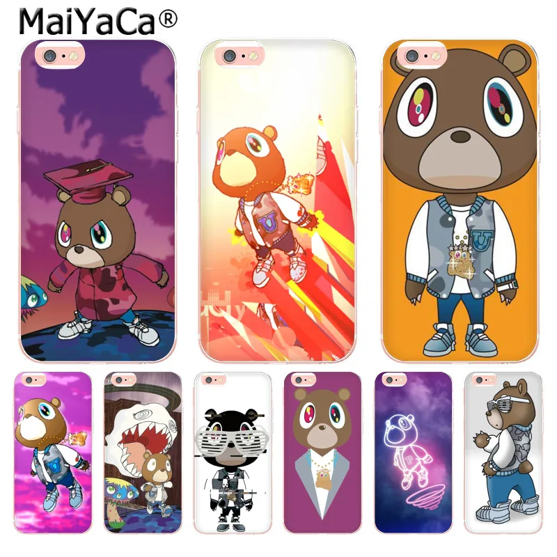 MaiYaCa Kanye West Graduation Bear Топ детальный мягкий чехол для телефона iPhone 8 7 6 6S Plus X 10 5 5S SE 5C 4