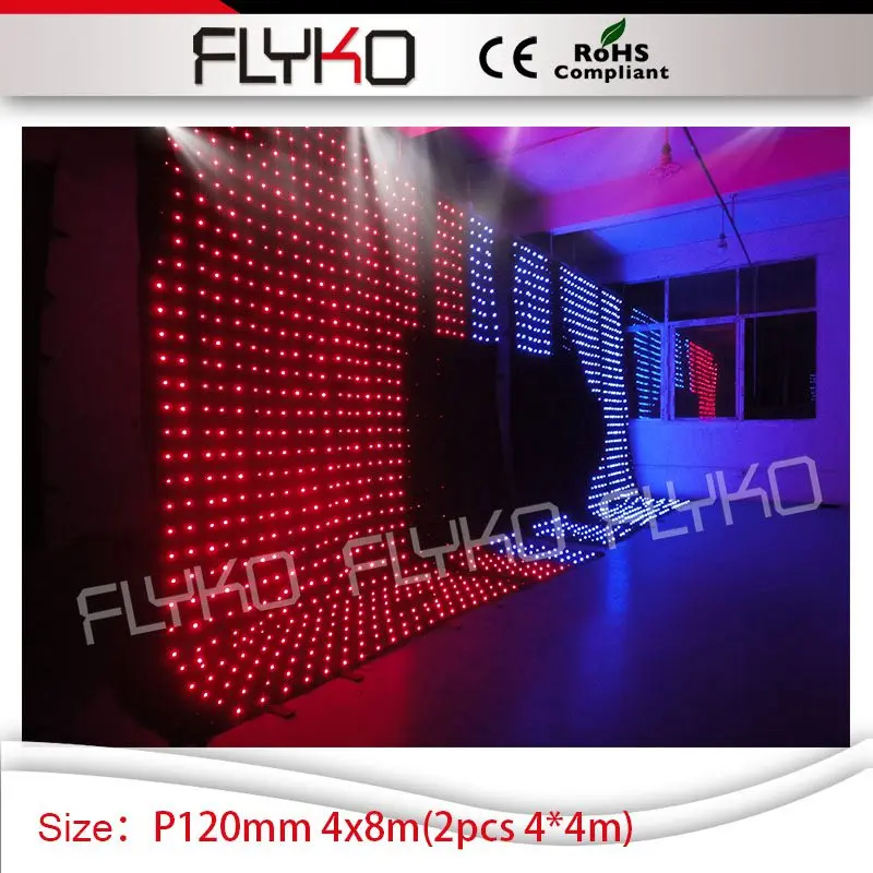 

P120mm 4mtr x 8mtr видео занавес бар клуб декорации диджея led starlighting RGB Полноцветный Светодиодный Занавес
