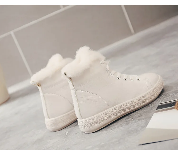 Botas mujer; Повседневная Белая обувь; женские модные брендовые теплые кроссовки на платформе с высоким берцем и мехом; chaussure; зимняя женская обувь