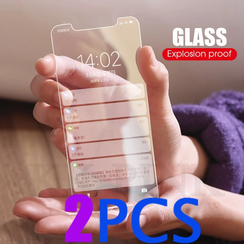 2PCS Screen Protector Tempered Glass For iPhone XS MAX XR 6 6S 7 8 Plus X 5S 5 S SE 5C 4S 4 9H 3D |