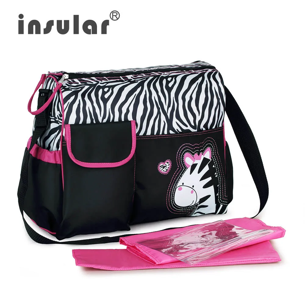 Горячая Распродажа, модная детская сумка для подгузников, мультипликационная сумка для пеленания, милый рисунок зебры и жирафа, сумки для детских колясок - Цвет: Rose Zebra
