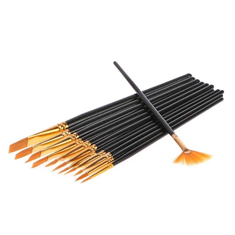 

12Pcs Pro Nylon Hair Watercolor Artist Paint Brush Sets Oil Painting Supplies