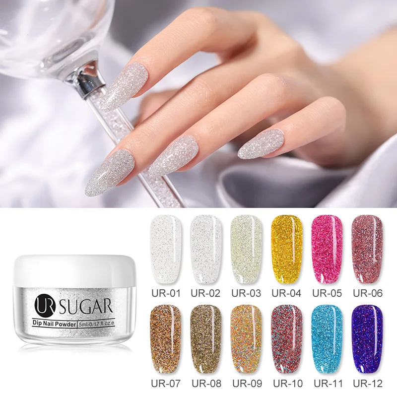 Порошок для ногтей UR SUGAR с блеском 5 мл цветной мерцающий Пигментный натуральный