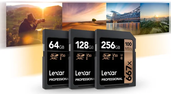 Lexar Профессиональный 667x SDXC UHS-I 64 Гб 128 ГБ 256 ГБ карты до 100 МБ/с. читать с возможностью поворота на 90 МБ/с. записи высокоскоростной Камера