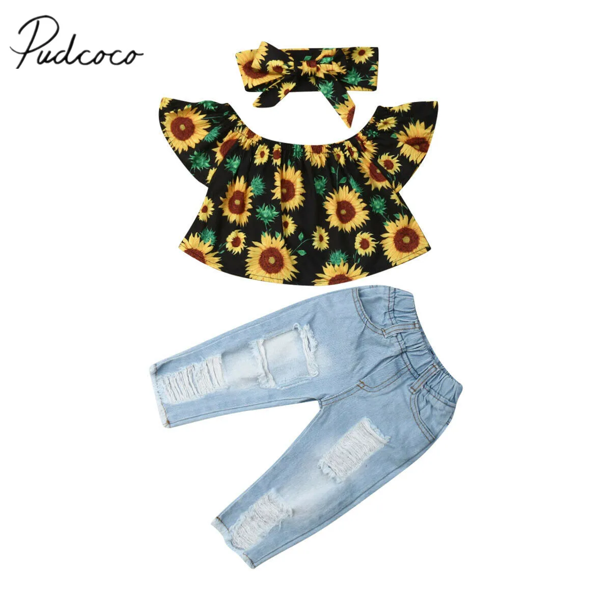 Летняя одежда для малышей комплекты из 3 предметов маленьких девочек топы с