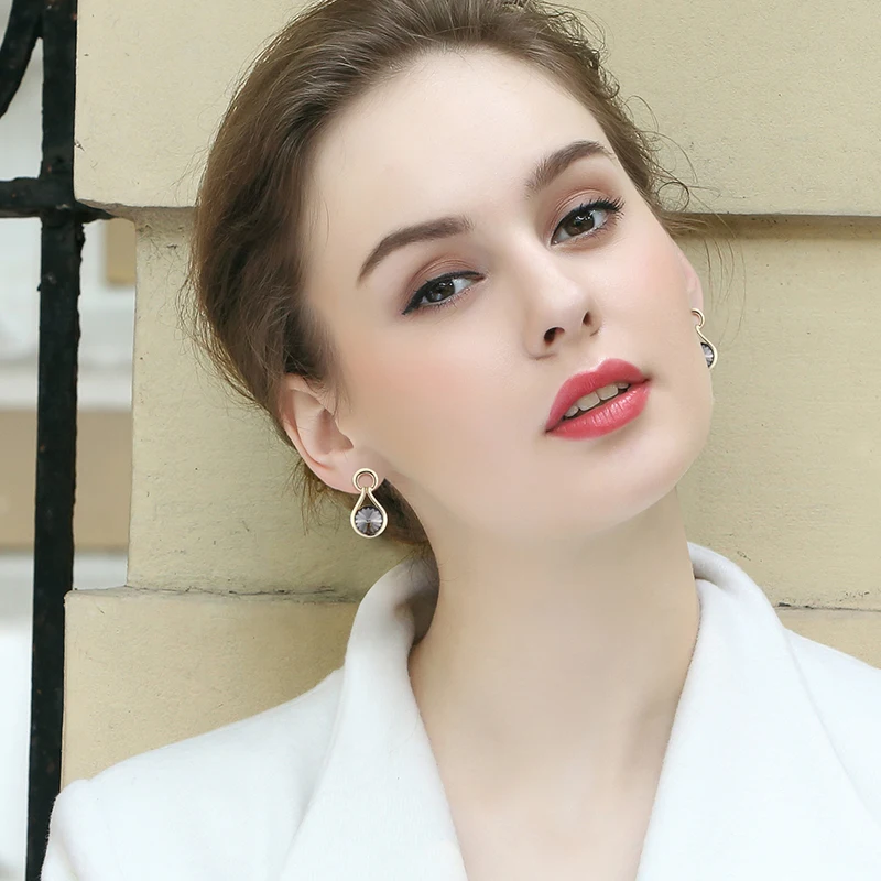 Рождественские FARBEN Кристалл от Swarovski серьги для Для женщин форма капли 925 пробы