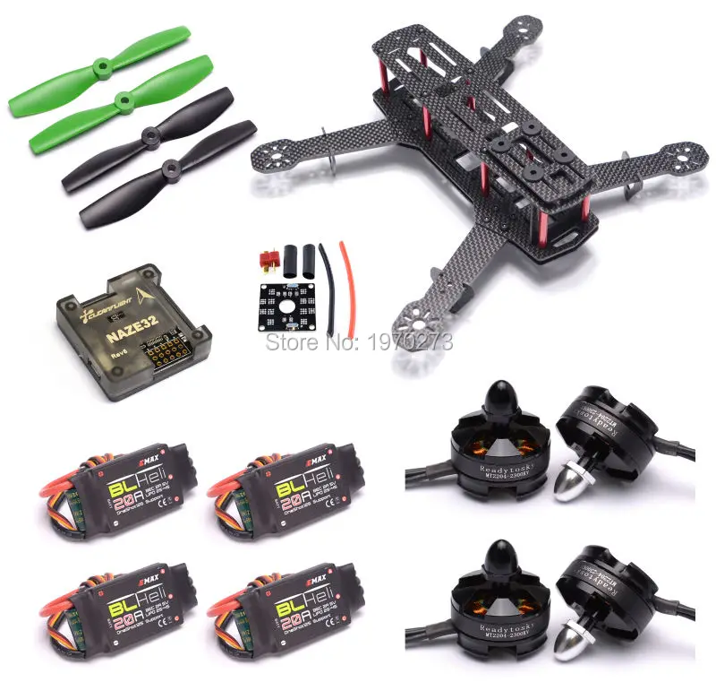 Набор рамок ZMR250 250 мм из углеродного волокна Naze32 Rev6 и MT2204 2300kv 2204 20A BLHeli ESC для мини квадрокоптера QAV250