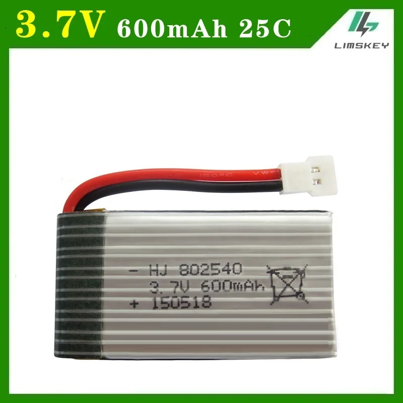 

3.7V 600mAH 802540 30c Battery For TK M68/M68R/868/m1/m2/ Remote Control UFO Aircraft 600mAH 3.7V XH Plug