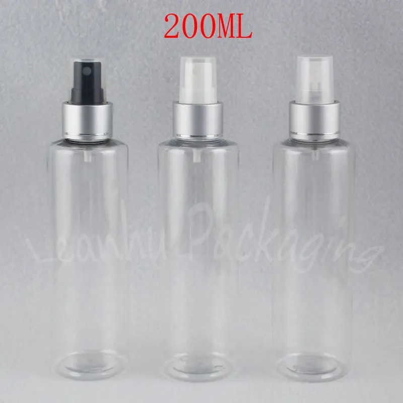 200ML Transparent Flat Shoulder Plastic Bottle With Spray Pump , 200CC Makeup Sub-bottling , Toner / Water Packaging Bottle