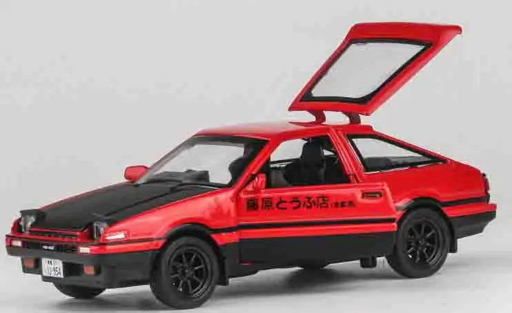 red and black 1:28 игрушечная машинка, начальная D AE86, металлическая игрушка, литая машинка, литые под давлением и игрушечные транспортные средства, модель автомобиля, миниатюрная модель автомобиля, игрушки для детей - Цвет: red and black