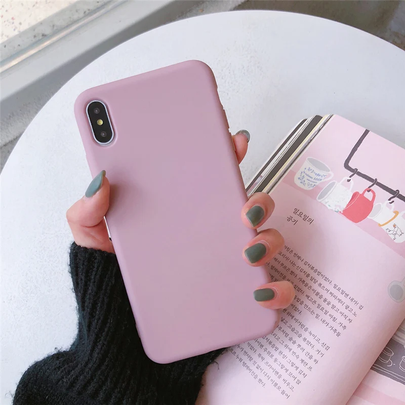 Мягкий силиконовый чехол ярких цветов для iphone 7 8 Plus 6 6S X матовый простой милый XS Max