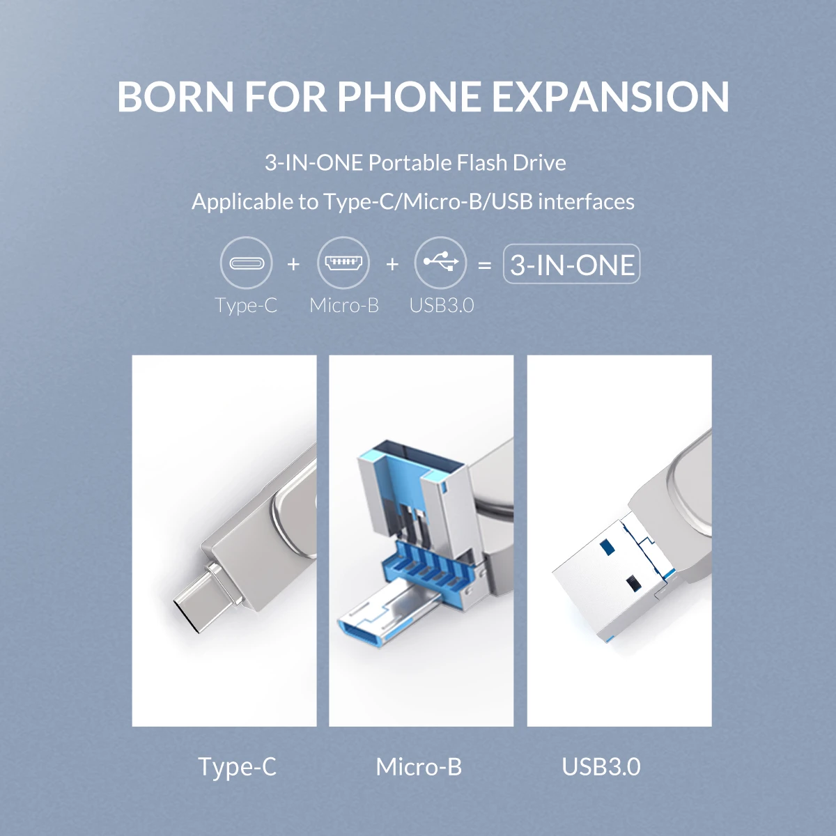 ORICO 3в1 64G 32G u-диск USB флэш-накопитель с функцией OTG type C Micro B USB3.0 интерфейс флэш-диск для компьютера мобильного телефона