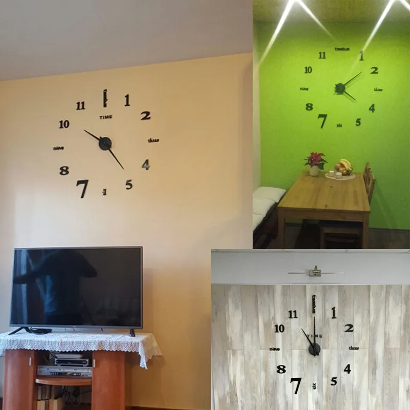 Новое поступление большие настенные часы 27/47 дюйма акриловые наклейки кварцевые