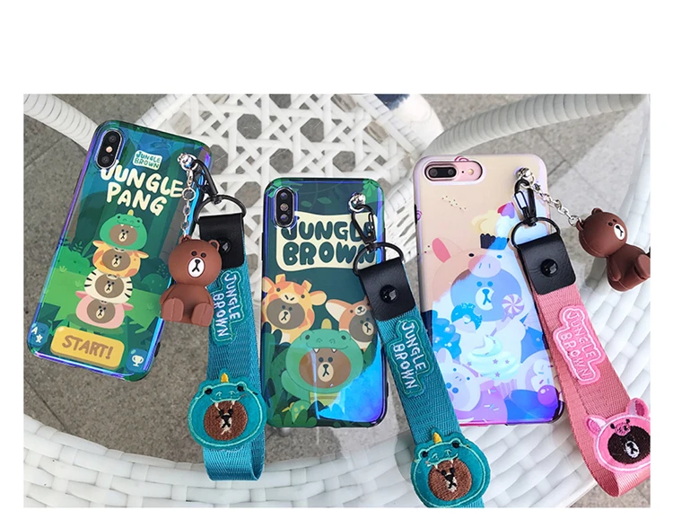 Case For Apple iPhone X XS Cute Cartoon rabbitcover for 6 6S plus 7 8 bear case phone cover+Toys +Strap |
