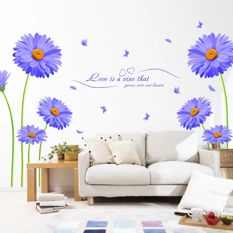 Aster Novi belgii фиолетовые настенные наклейки с хризантемой для самостоятельной