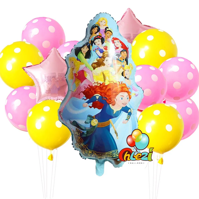 13 шт. принцесса Globos Baby shower Мерида Белоснежка Золушка Жасмин зеркальный шар на день рождения DIY вечерние украшения поставка для мамы и ребенка - Цвет: 3-Merida