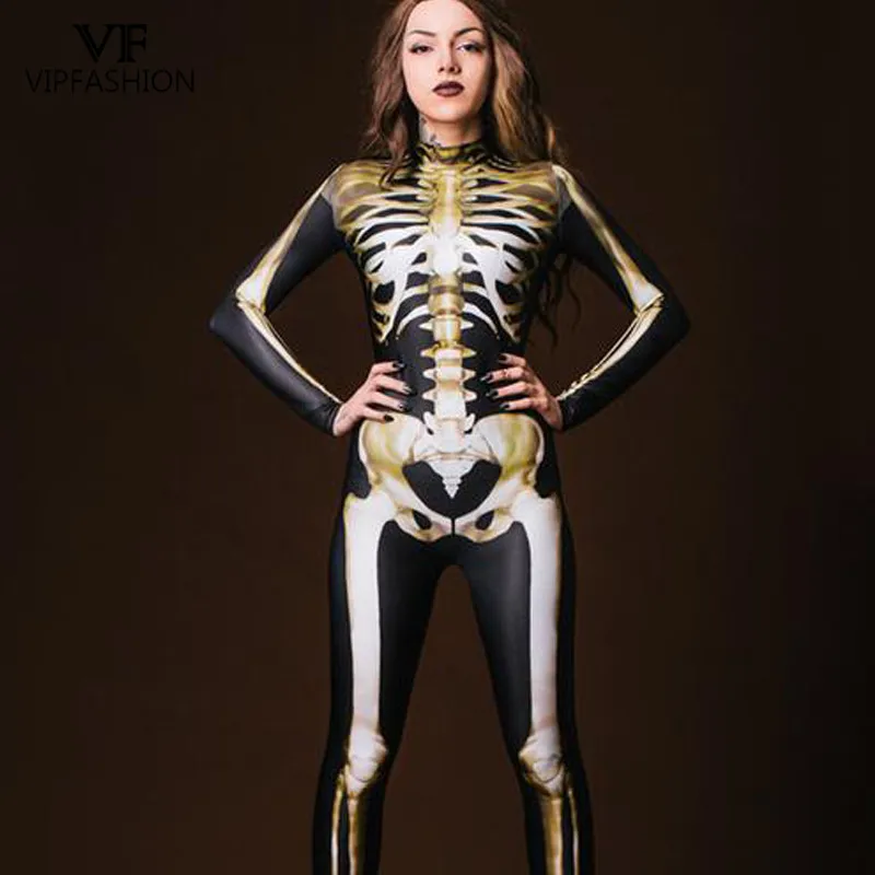 VIP новые модные кладбище косплей на Хеллоуин костюм для женщин 3D &quotскелетная&quot