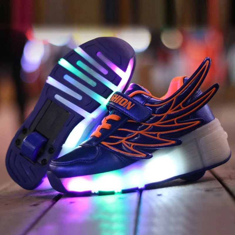 Heelys Kids Glowing Luminous Sneakers with wheels Led Light up Roller Skates Sport Lighted Shoes for Boys slippers | Детская одежда и