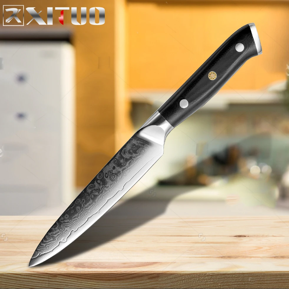 5inch Utility knife XITUO, набор поварских ножей, дамасская сталь, острый нож, Sankotu, нарезанное мясо, филе, кухня, фрукты, китайский кухонный нож, кухонный набор - Цвет: 5inch Utility knife