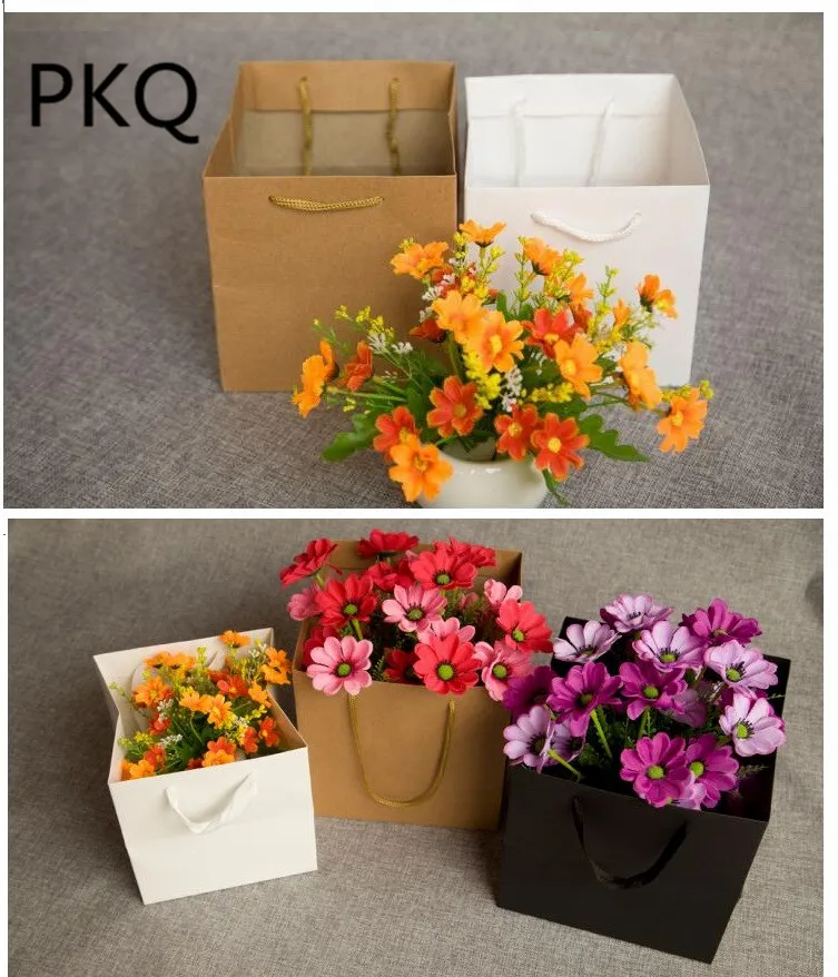 10x10x10 см/15x15x15 см бумажные пакеты с ручками белый/черный/крафтовый Подарочный