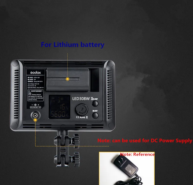Godox светодиодный 308W II белый светильник 5600K Светодиодная лампа для освещения видео+ пульт дистанционного управления для DV видеокамеры камеры