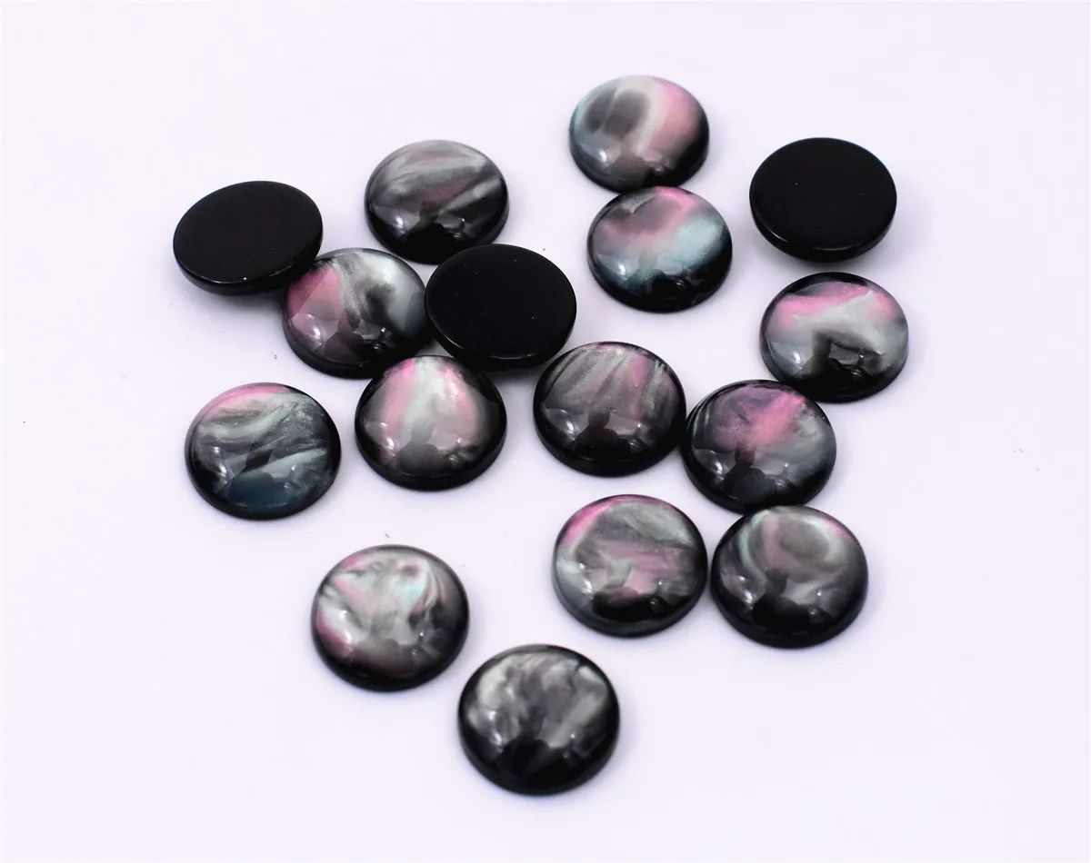 

30pcs/lot 12mm New Fashion Black Dream Colors Flat Back Resin Cabochons Cameo Jewelry Accessories Supplies