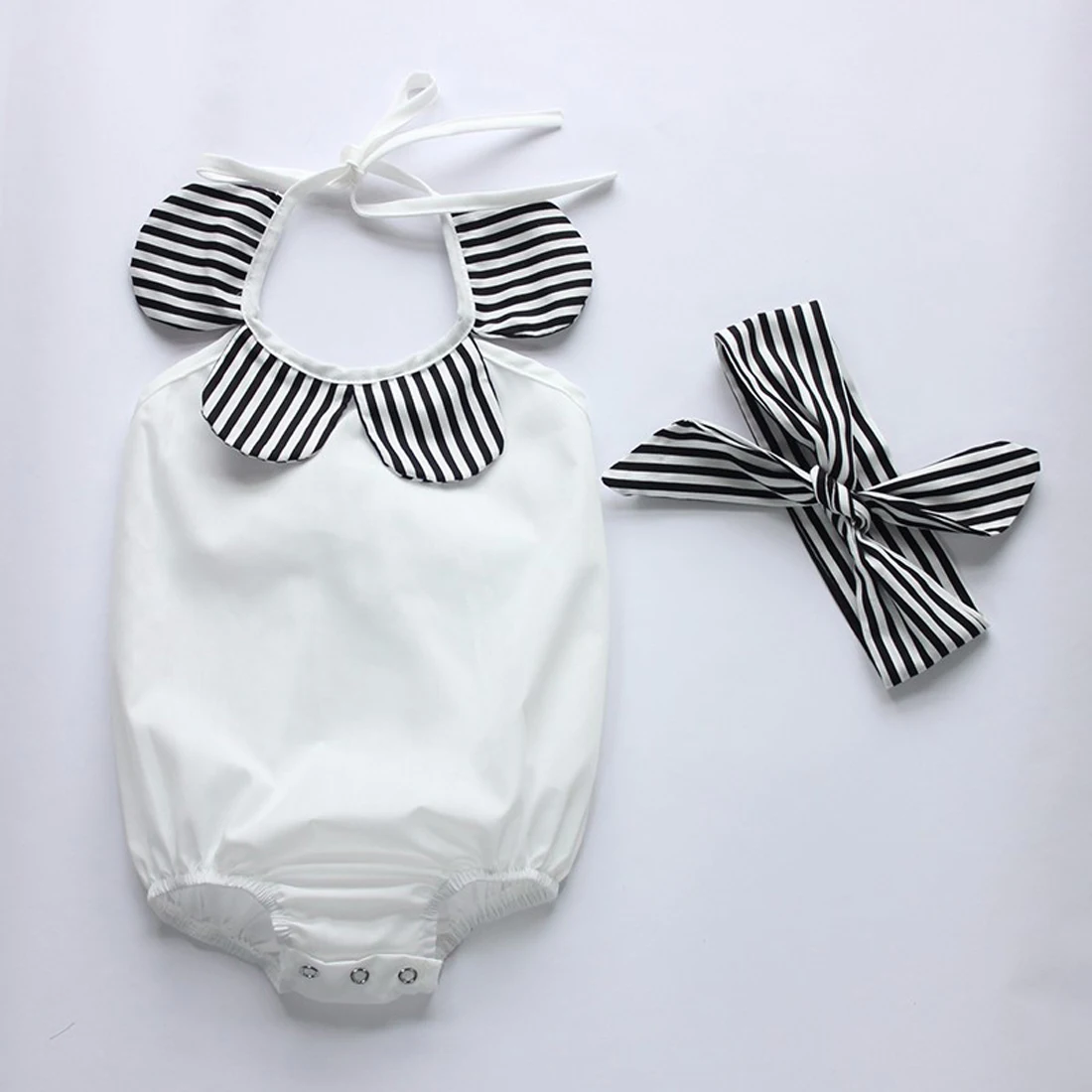 Боди без рукавов для новорожденных девочек 3 шт. топ шорты в полоску хлопковая