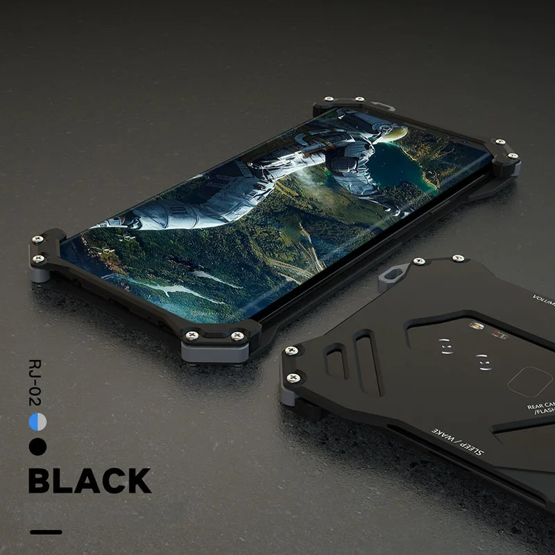 Металлический Алюминиевый Чехол Gundam для samsung Galaxy s10 Plus lite s9 S8 s7 edge note 8 note 9 защитный противоударный чехол для телефона - Цвет: Черный