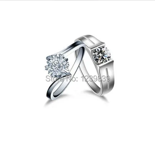 Романтичные кольца для пар 2 карат из стерлингового серебра с покрытием белого