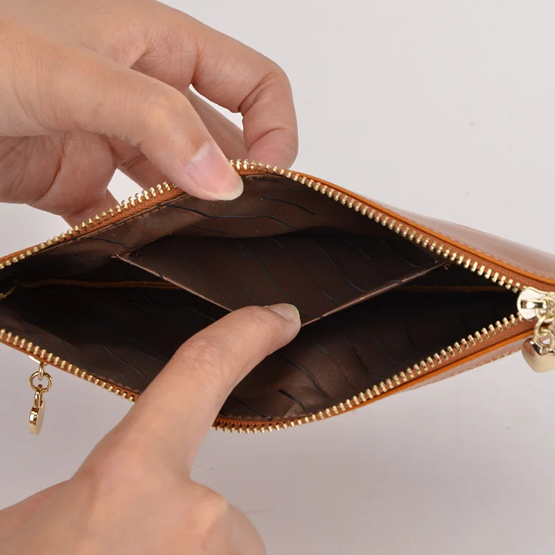 

EASTNIGHTS Genuine Cow Leather Wallet Woman Slim Zipper Golden Long Clutch Purse Wallets Pocket Ladies Mobile Wallet TW1190-1