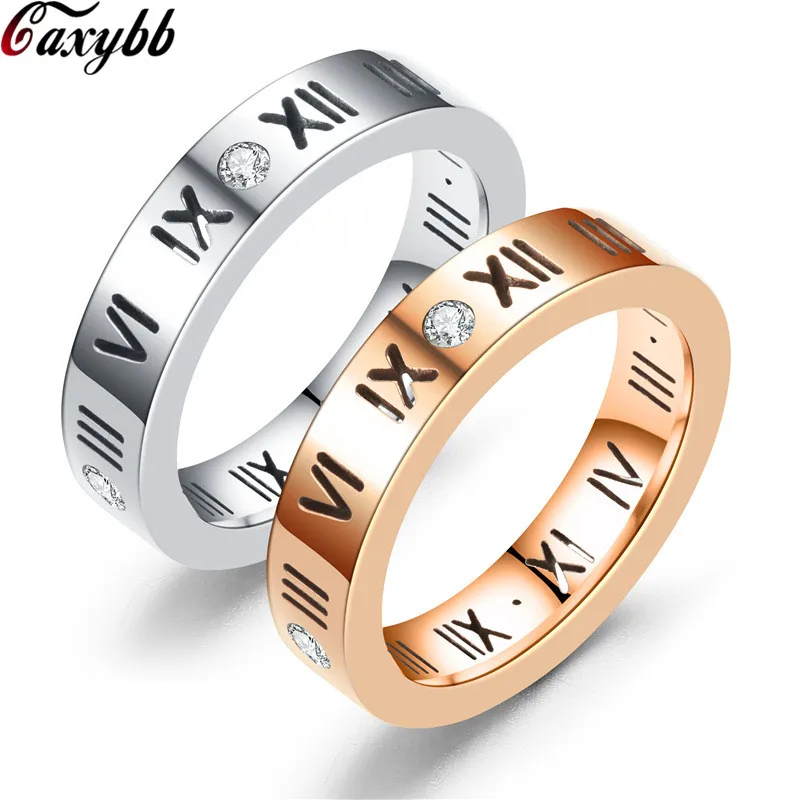 Fashion jewelry elegant temperament of hollow out lucky Roman numerals rose gold plating titanium steel ring | Украшения и