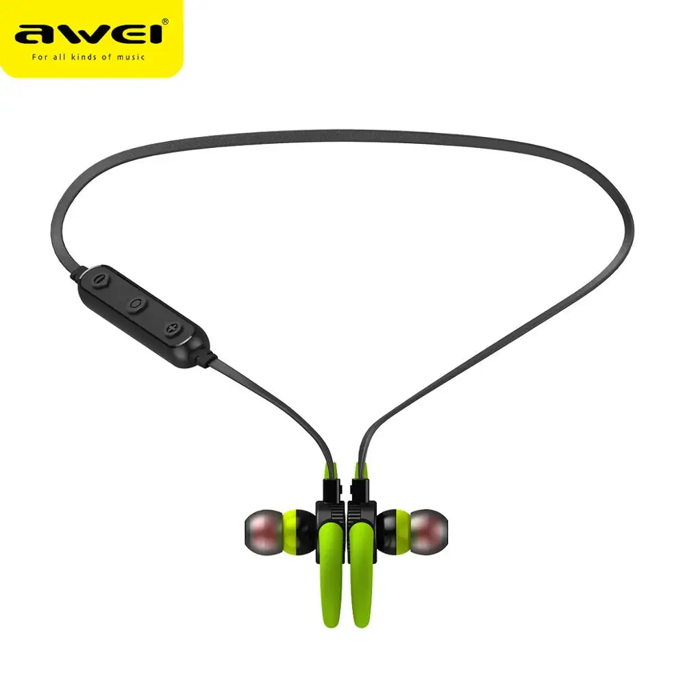 AWEI B925BL магнитные беспроводные наушники стерео Bluetooth наушники спортивные с микрофон бас Музыка наушники для bluetooth-гарнитуры - Цвет: Green